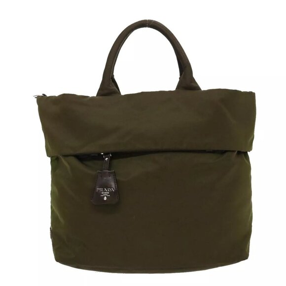 PRADA Hand Bag Nylon 2way Khaki Auth - Picture 1 of 16